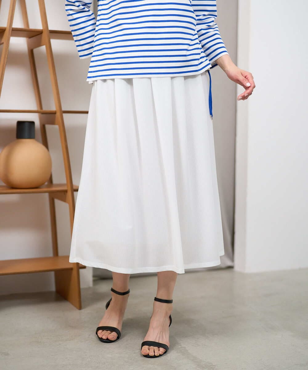 PZHGE41290 GEORGES RECH(ジョルジュ・レッシュ)  [セットアップ対応]シアーギャザーセミフレアスカート ホワイト