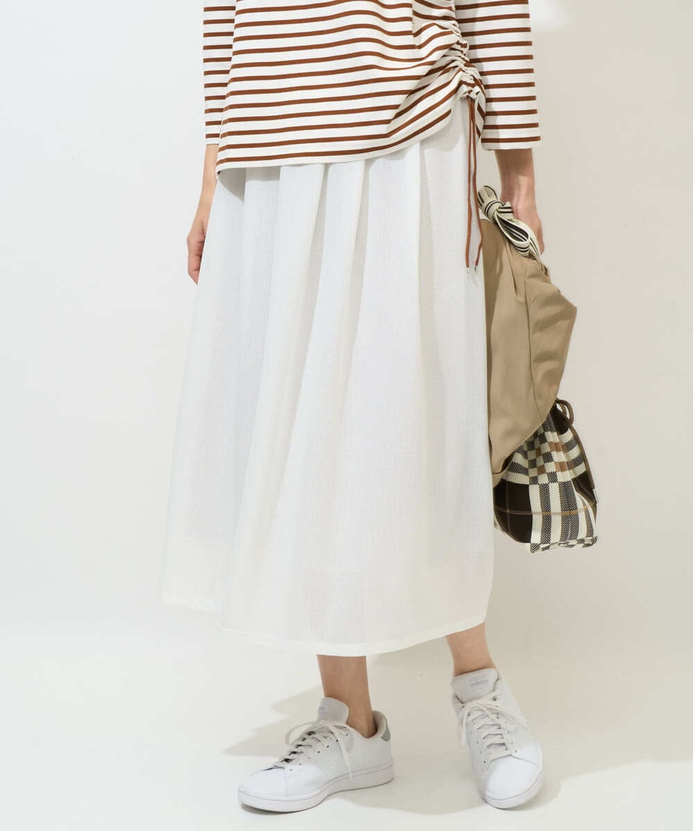 PZHGE41290 GEORGES RECH(ジョルジュ・レッシュ)  [セットアップ対応]シアーギャザーセミフレアスカート ホワイト