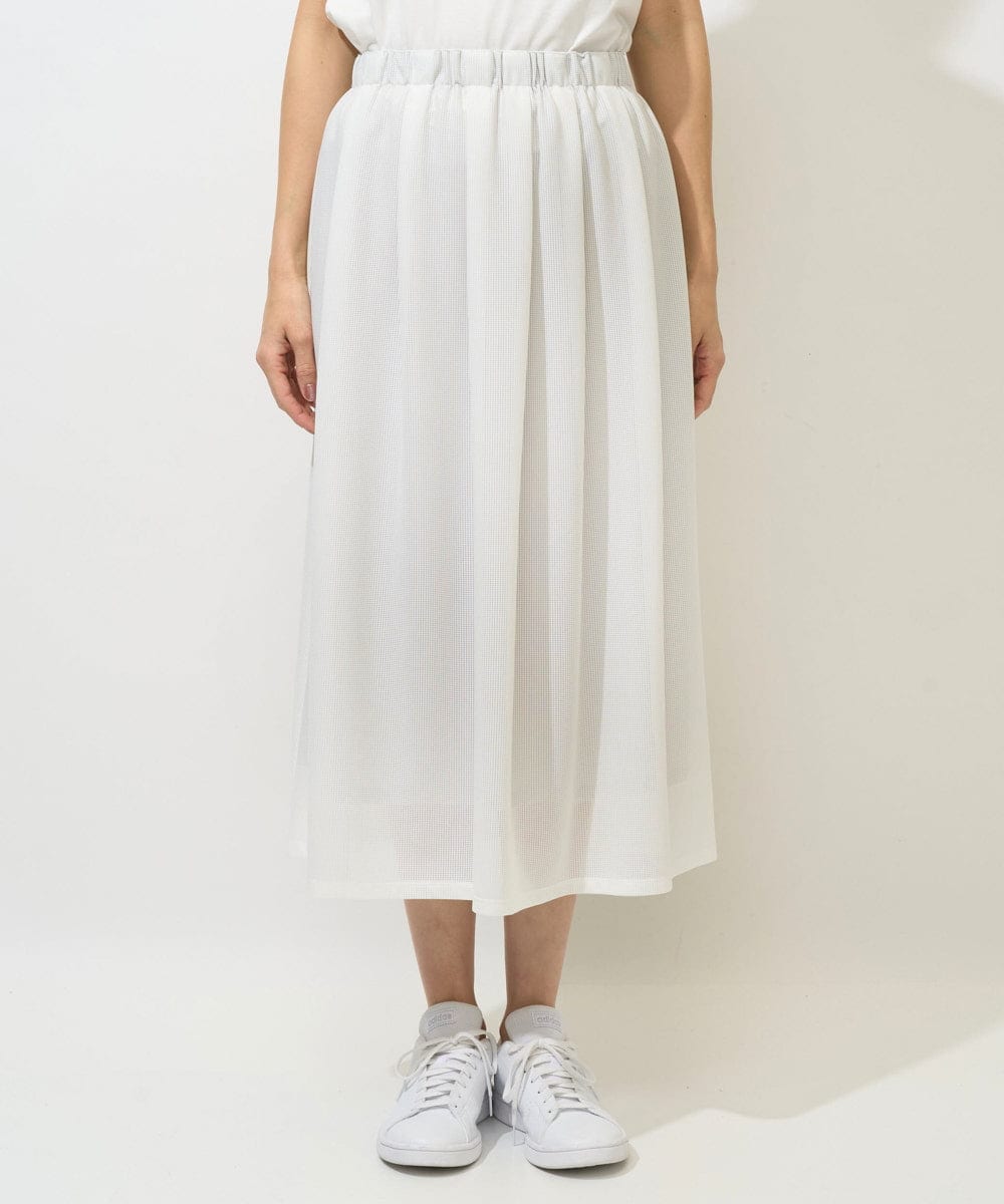 PZHGE41290 GEORGES RECH(ジョルジュ・レッシュ)  [セットアップ対応]シアーギャザーセミフレアスカート ホワイト