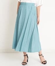 PZHGS25330 GEORGES RECH(ジョルジュ・レッシュ)  [セットアップ対応]ナチュラルシャンブレーギャザースカート グリーン