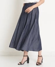 PZHGS25330 GEORGES RECH(ジョルジュ・レッシュ)  [セットアップ対応]ナチュラルシャンブレーギャザースカート ネイビー