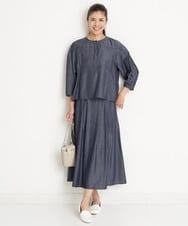 PZHGS25330 GEORGES RECH(ジョルジュ・レッシュ)  [セットアップ対応]ナチュラルシャンブレーギャザースカート ネイビー