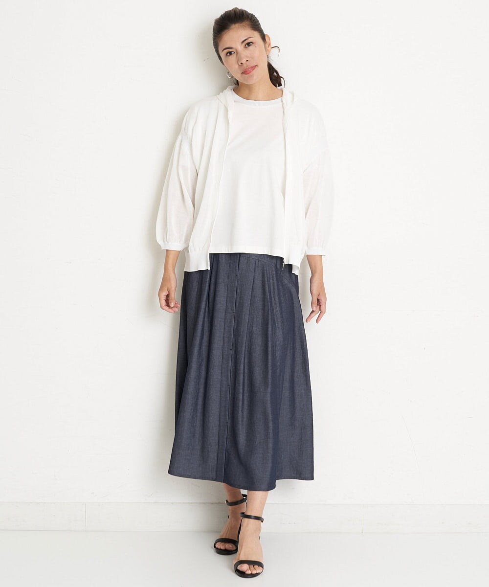 PZHGS25330 GEORGES RECH(ジョルジュ・レッシュ)  [セットアップ対応]ナチュラルシャンブレーギャザースカート ネイビー