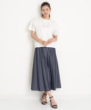 PZHGS25330 GEORGES RECH(ジョルジュ・レッシュ)  [セットアップ対応]ナチュラルシャンブレーギャザースカート ネイビー