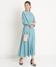 PZHGS25330 GEORGES RECH(ジョルジュ・レッシュ)  [セットアップ対応]ナチュラルシャンブレーギャザースカート ネイビー