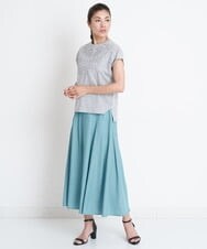 PZHGS25330 GEORGES RECH(ジョルジュ・レッシュ)  [セットアップ対応]ナチュラルシャンブレーギャザースカート ネイビー