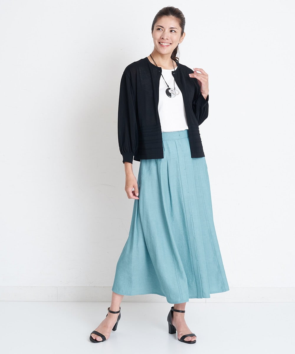 PZHGS25330 GEORGES RECH(ジョルジュ・レッシュ)  [セットアップ対応]ナチュラルシャンブレーギャザースカート ネイビー