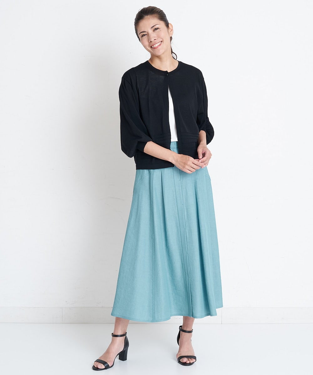 PZHGS25330 GEORGES RECH(ジョルジュ・レッシュ)  [セットアップ対応]ナチュラルシャンブレーギャザースカート ネイビー