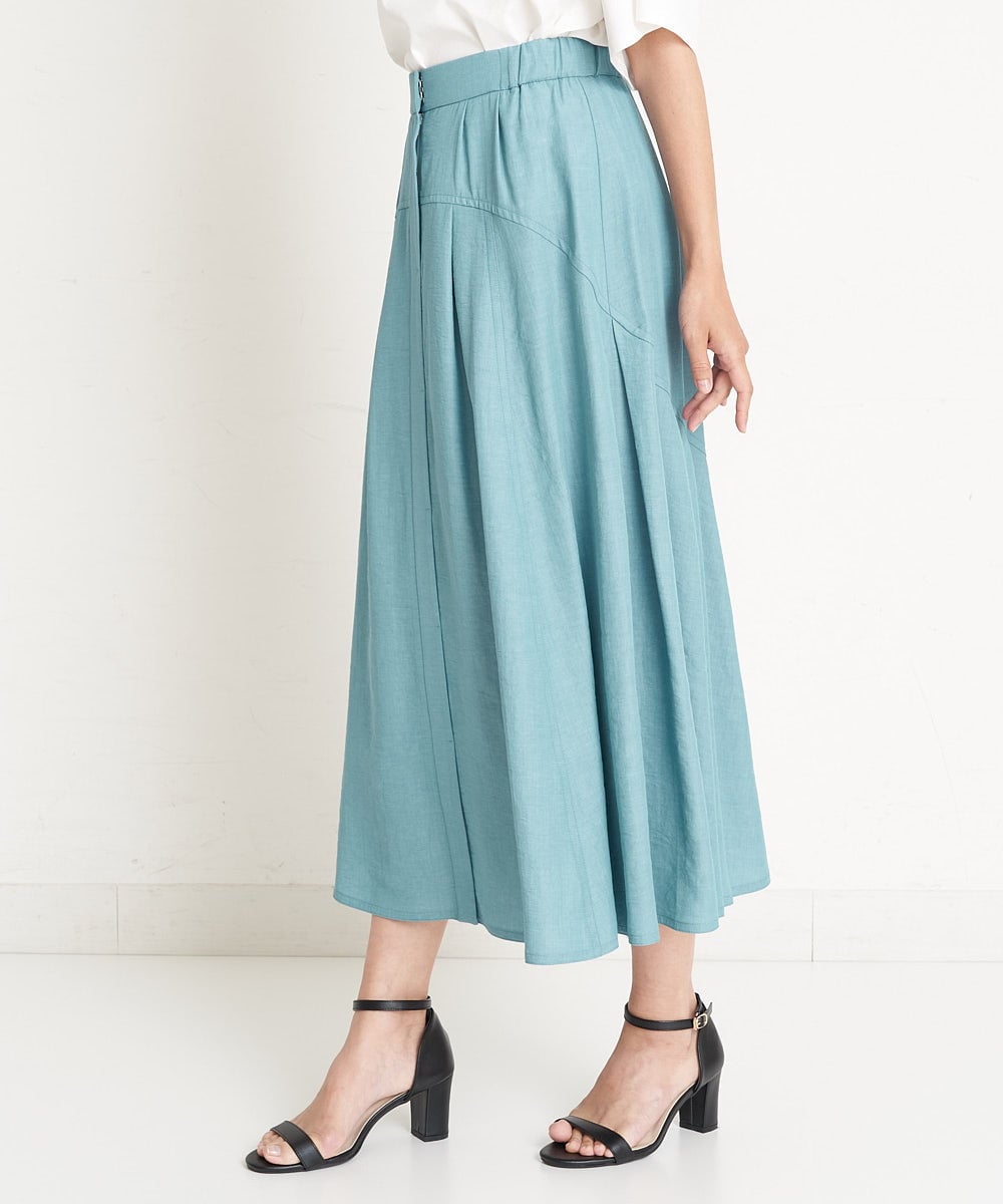 PZHGS25330 GEORGES RECH(ジョルジュ・レッシュ)  [セットアップ対応]ナチュラルシャンブレーギャザースカート ネイビー