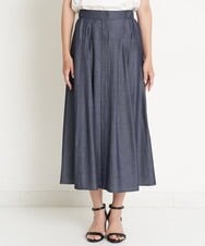 PZHGS25330 GEORGES RECH(ジョルジュ・レッシュ)  [セットアップ対応]ナチュラルシャンブレーギャザースカート ネイビー