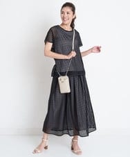 PZHGS32290 GEORGES RECH(ジョルジュ・レッシュ)  [セットアップ対応]シアーチェックチュールジャージースカート ブラック
