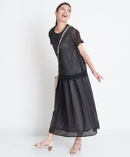 PZHGS32290 GEORGES RECH(ジョルジュ・レッシュ)  [セットアップ対応]シアーチェックチュールジャージースカート ブラック