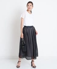 PZHGS32290 GEORGES RECH(ジョルジュ・レッシュ)  [セットアップ対応]シアーチェックチュールジャージースカート ブラック