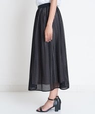 PZHGS32290 GEORGES RECH(ジョルジュ・レッシュ)  [セットアップ対応]シアーチェックチュールジャージースカート ブラック