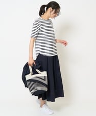 PZHHA55330 GEORGES RECH(ジョルジュ・レッシュ) [接触冷感/吸水速乾]サッカーシャドーギンガムタックフレアスカート ライトグレー