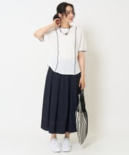 PZHHA55330 GEORGES RECH(ジョルジュ・レッシュ) [接触冷感/吸水速乾]サッカーシャドーギンガムタックフレアスカート ライトグレー