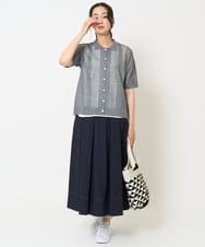 PZHHA55330 GEORGES RECH(ジョルジュ・レッシュ) [接触冷感/吸水速乾]サッカーシャドーギンガムタックフレアスカート ライトグレー