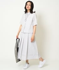 PZHHA55330 GEORGES RECH(ジョルジュ・レッシュ) [接触冷感/吸水速乾]サッカーシャドーギンガムタックフレアスカート ライトグレー