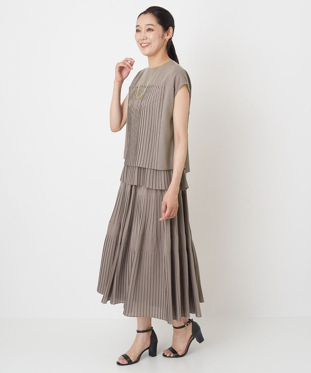 PZHHT18330 GEORGES RECH(ジョルジュ・レッシュ)  [セットアップ対応]プリーツティアードスカート ベージュ