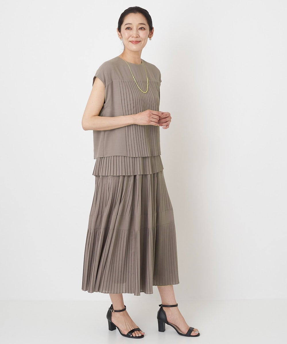 PZHHT18330 GEORGES RECH(ジョルジュ・レッシュ)  [セットアップ対応]プリーツティアードスカート ベージュ