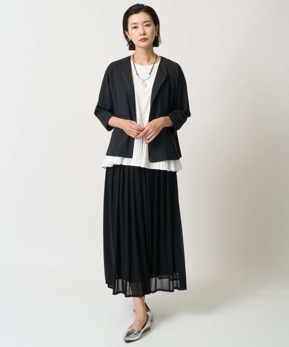 PZHJB22330 GEORGES RECH(ジョルジュ・レッシュ) シアーストライプティアードスカート ベージュ