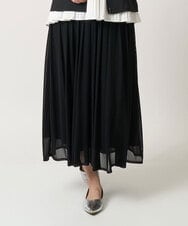 PZHJB22330 GEORGES RECH(ジョルジュ・レッシュ) シアーストライプティアードスカート ブラック