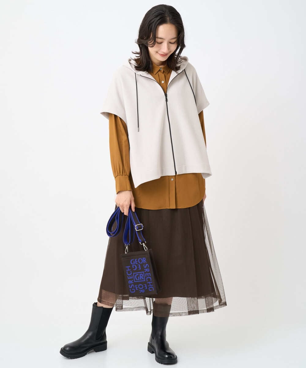 PZHJC46290 GEORGES RECH(ジョルジュ・レッシュ) シアーチュールギャザースカート ブラック