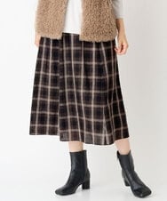 PZHJE21290 GEORGES RECH(ジョルジュ・レッシュ)  [セットアップ対応]チェックフレアスカート ブラウン