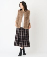 PZHJE21290 GEORGES RECH(ジョルジュ・レッシュ)  [セットアップ対応]チェックフレアスカート ブラウン
