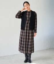 PZHJE21290 GEORGES RECH(ジョルジュ・レッシュ)  [セットアップ対応]チェックフレアスカート ブラウン