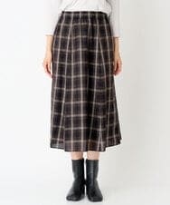 PZHJE21290 GEORGES RECH(ジョルジュ・レッシュ)  [セットアップ対応]チェックフレアスカート ブラウン