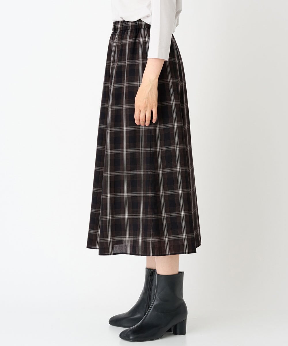 PZHJE21290 GEORGES RECH(ジョルジュ・レッシュ)  [セットアップ対応]チェックフレアスカート ブラウン
