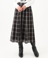 PZHJE21290 GEORGES RECH(ジョルジュ・レッシュ)  [セットアップ対応]チェックフレアスカート ブラウン