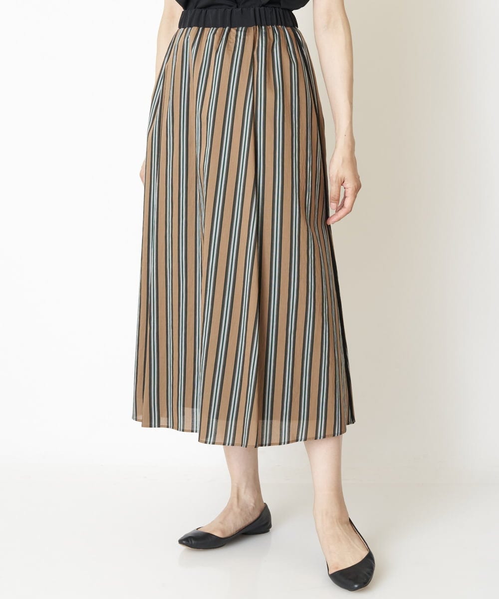 PZHJQ02350 GEORGES RECH(ジョルジュ・レッシュ) 【セットアップ対応】ストライプスカート グリーン