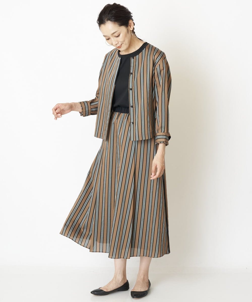 PZHJQ02350 GEORGES RECH(ジョルジュ・レッシュ) 【セットアップ対応】ストライプスカート グリーン