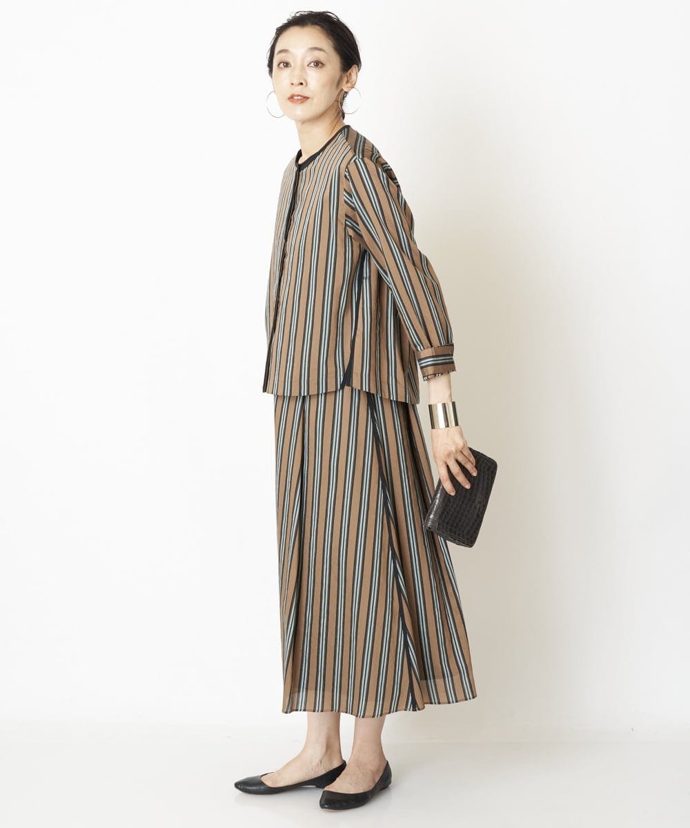 PZHJQ02350 GEORGES RECH(ジョルジュ・レッシュ) 【セットアップ対応】ストライプスカート グリーン