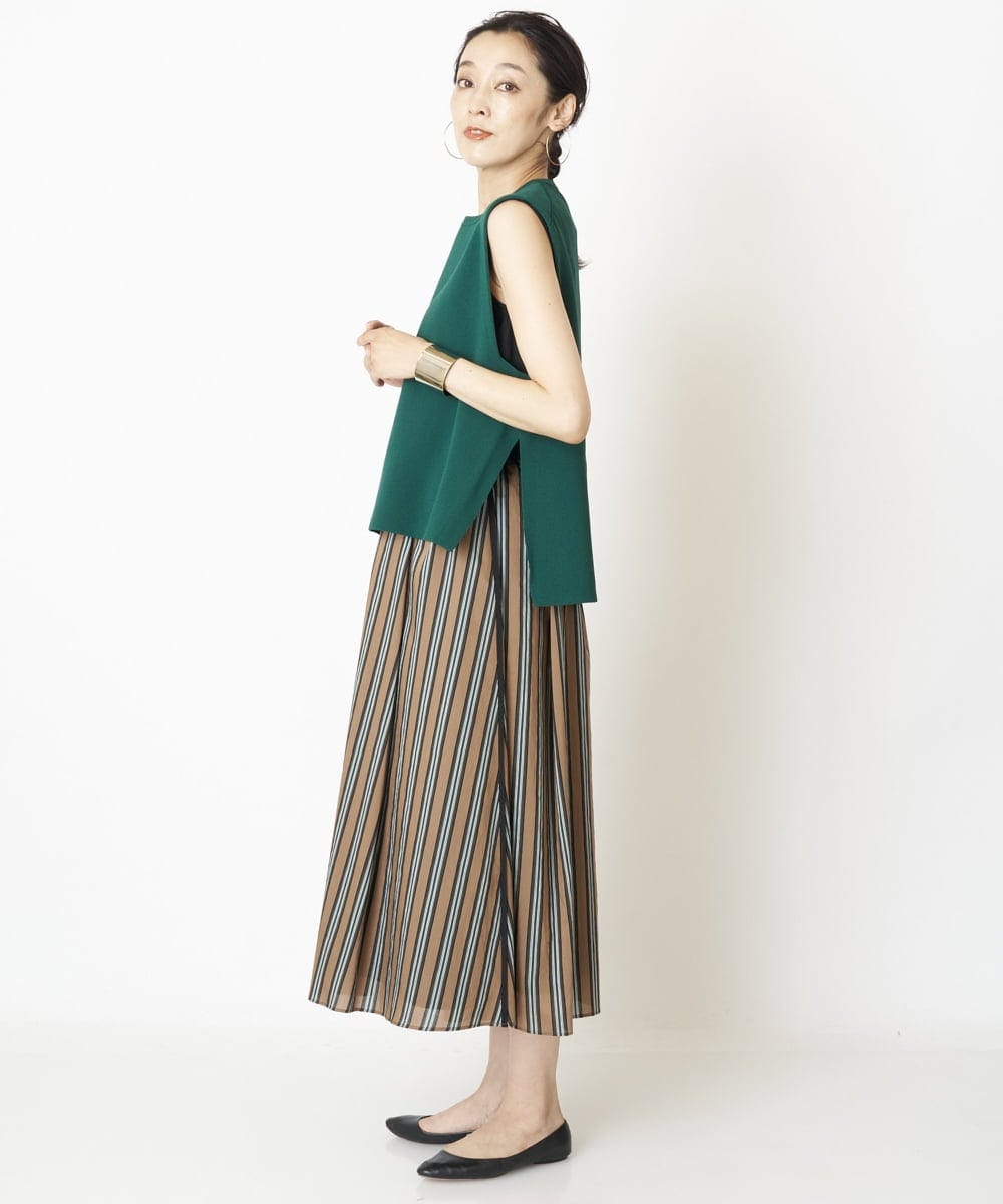 PZHJQ02350 GEORGES RECH(ジョルジュ・レッシュ) 【セットアップ対応】ストライプスカート グリーン