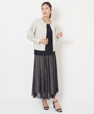 PZHJS05330 GEORGES RECH(ジョルジュ・レッシュ) メッシュストライプギャザーフレアスカート ブラック×グレー