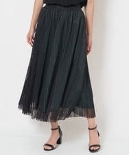 PZHJS05330 GEORGES RECH(ジョルジュ・レッシュ) メッシュストライプギャザーフレアスカート ブラック×グレー