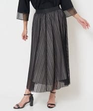 PZHJS05330 GEORGES RECH(ジョルジュ・レッシュ) メッシュストライプギャザーフレアスカート ブラック×グレー