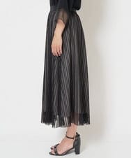 PZHJS05330 GEORGES RECH(ジョルジュ・レッシュ) メッシュストライプギャザーフレアスカート ブラック×グレー