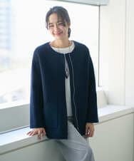 PZJAB51560 GEORGES RECH(ジョルジュ・レッシュ) レスクウールリバーノーカラーミドルジャケット ネイビー