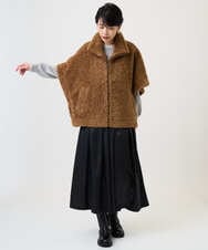 PZJAD20490 GEORGES RECH(ジョルジュ・レッシュ) テディボアスタンドカラーポンチョジャケット ブラウン系