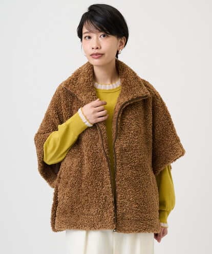PZJAD20490 GEORGES RECH テディボアスタンドカラーポンチョジャケット