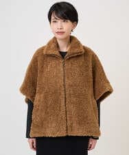 PZJAD20490 GEORGES RECH(ジョルジュ・レッシュ) テディボアスタンドカラーポンチョジャケット ブラウン系
