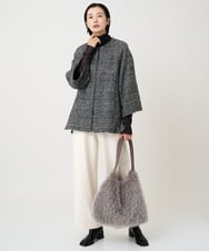 PZJAD31630 GEORGES RECH(ジョルジュ・レッシュ) シルクウールグレンチェックポンチョジャケット ブラック