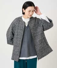 PZJAD31630 GEORGES RECH(ジョルジュ・レッシュ) シルクウールグレンチェックポンチョジャケット ブラック