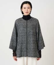 PZJAD31630 GEORGES RECH(ジョルジュ・レッシュ) シルクウールグレンチェックポンチョジャケット ブラック