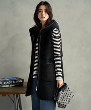 PZJAG10430 GEORGES RECH(ジョルジュ・レッシュ) エコムートンジップアップロングジレ ベージュ