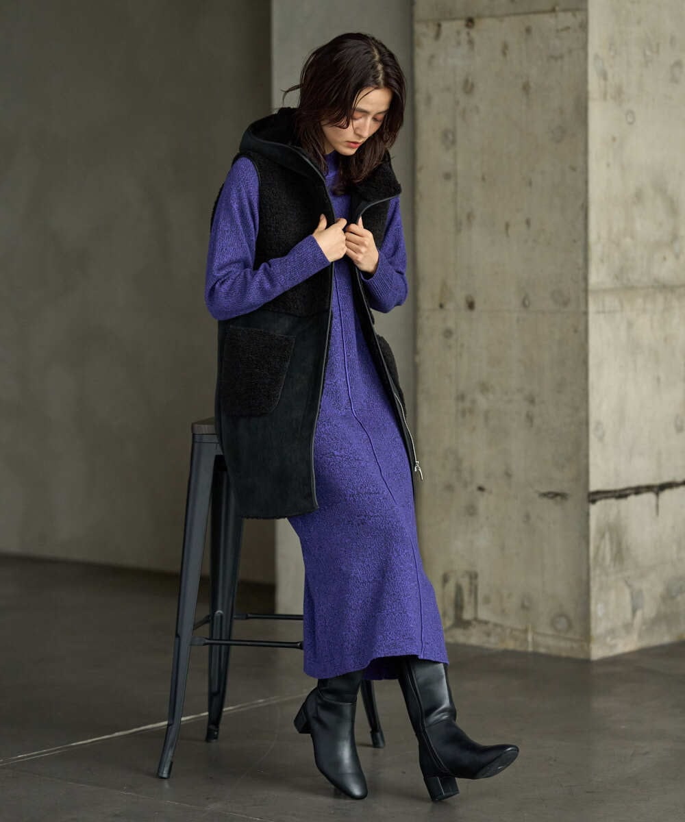 PZJAG10430 GEORGES RECH(ジョルジュ・レッシュ) エコムートンジップアップロングジレ ベージュ